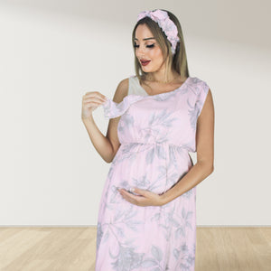 PASTEL PINK MOMMY AND ME 5 IN 1 LONG MATERNITY SET