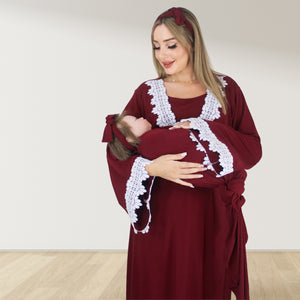 PRETTY IN MAROON MATERNITY MAXI AND SWADDLE BLANKET  SET