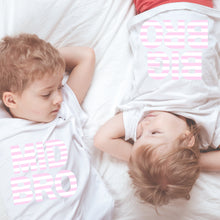 Load image into Gallery viewer, PINK AND WHITE STRIPES BRO/ BIG SIS MATCHING T-SHIRT
