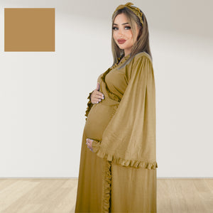 CANE BUFF SIGNATURE RUFFLED ROBE AND LETTUCE SWADDLE SET
