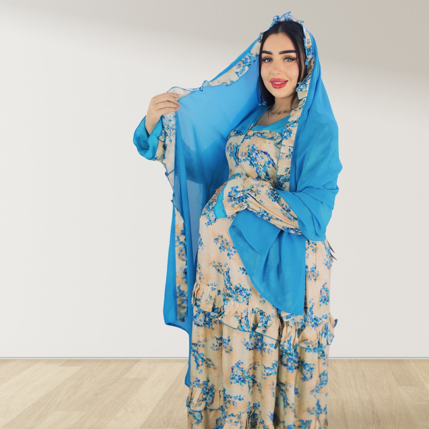 ثوب حمل ورضاعة أزرق عتيق من مايثا، ذو طبقتين، مزود بسحاب