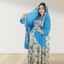 Load image into Gallery viewer, MAITHA VINTAGE BLUE DOUBLE LAYERED MATERNITY AND NURSING GOWN WITH ZIPPER
