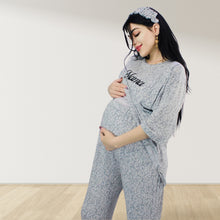 Load image into Gallery viewer, LEOPARD GREY  DROP SHOULDER PAJAMA SET WITH MATCHING BABY ROMPER - STYLED BY MAMA
