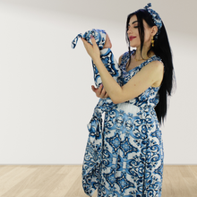 Load image into Gallery viewer, MOROCCAN BLUE MOMMY AND ME 5 IN 1 LONG MATERNITY SET
