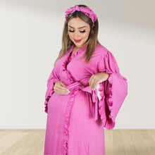 Load image into Gallery viewer, MULBERRY PINK PINK SIGNATURE RUFFLED ROBE AND LETTUCE SWADDLE SET
