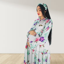 Load image into Gallery viewer, MALIKAT ALWURUD ICE GREEN LAYERED MATERNITY AND NURSING GOWN
