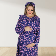 Load image into Gallery viewer, PINK DAISY ZIP MATERNITY AND NURSING GOWN
