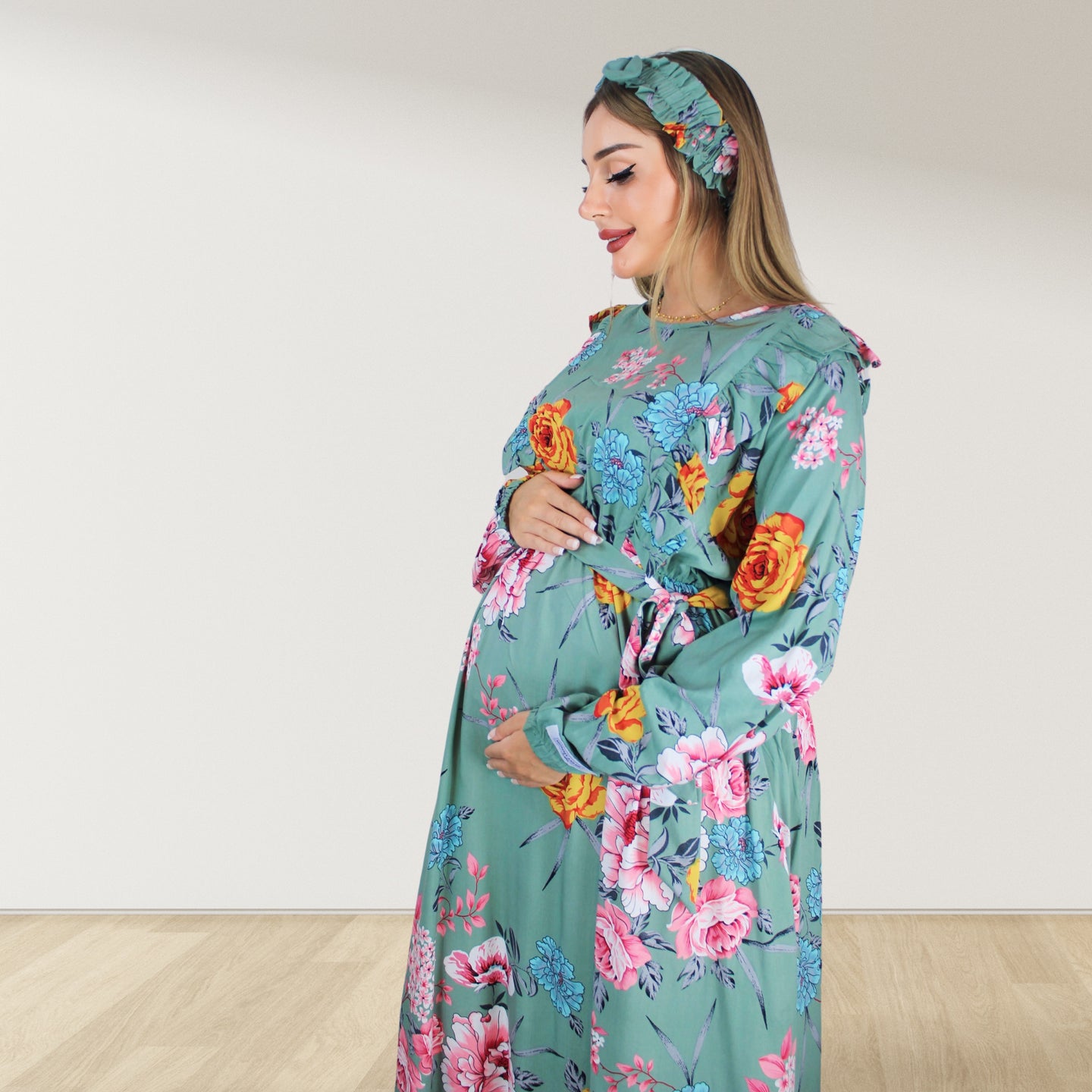 MISTY BLOSSOM ZIP MATERNITY AND NURSING GOWN