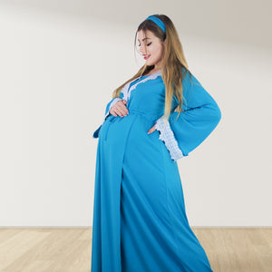 PRETTY IN PACIFIC BLUE MATERNITY MAXI AND SWADDLE BLANKET  SET