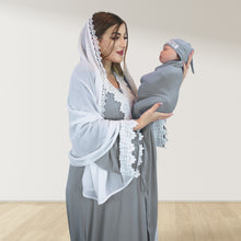 Load image into Gallery viewer, PRETTY IN STONE GREY MATERNITY MAXI AND SWADDLE BLANKET  SET
