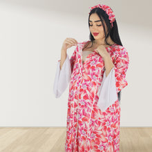 Load image into Gallery viewer, MAHRA ROSE PINK  PREMIUM COTTON TRIMMED  MATERNITY AND NURSING DRESS WITH ZIPPER
