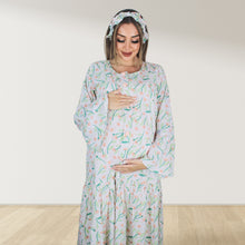 Load image into Gallery viewer, PASTEL PEACH LAYERED  RUFFLE MATERNITY AND NURSING GOWN
