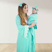 Load image into Gallery viewer, PRETTY IN SEA BLUE MATERNITY MAXI AND SWADDLE BLANKET  SET
