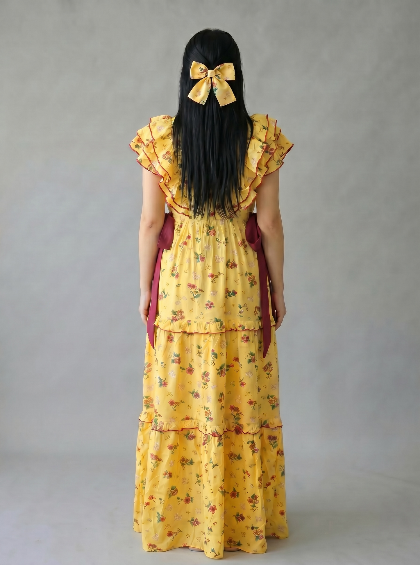 SUNSET FLORAL FARASHA SLEEVELESS  LAYERED MATERNITY AND NURSING GOWN