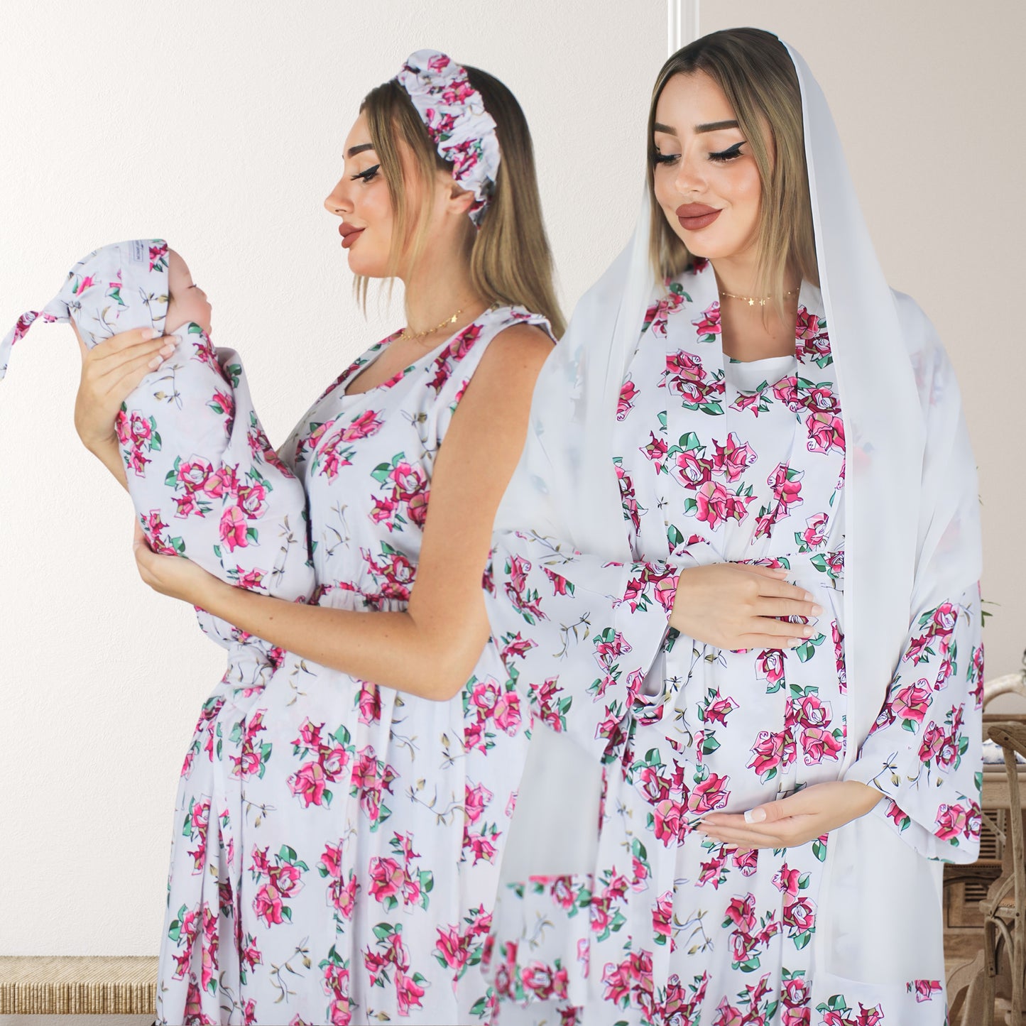 COUNTRY ROSE MOMMY AND ME 5 IN 1 LONG MATERNITY SET
