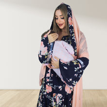 Load image into Gallery viewer, BLACK CORAL PEACH LAYERED  RUFFLE MATERNITY AND NURSING GOWN
