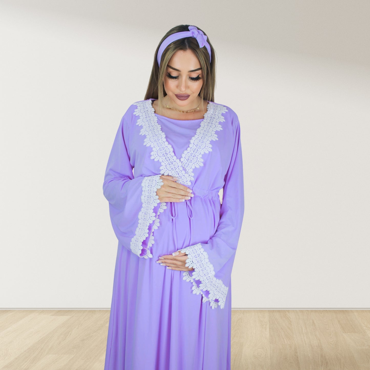 PRETTY IN LILIAC PURPLE MATERNITY MAXI AND SWADDLE BLANKET SET