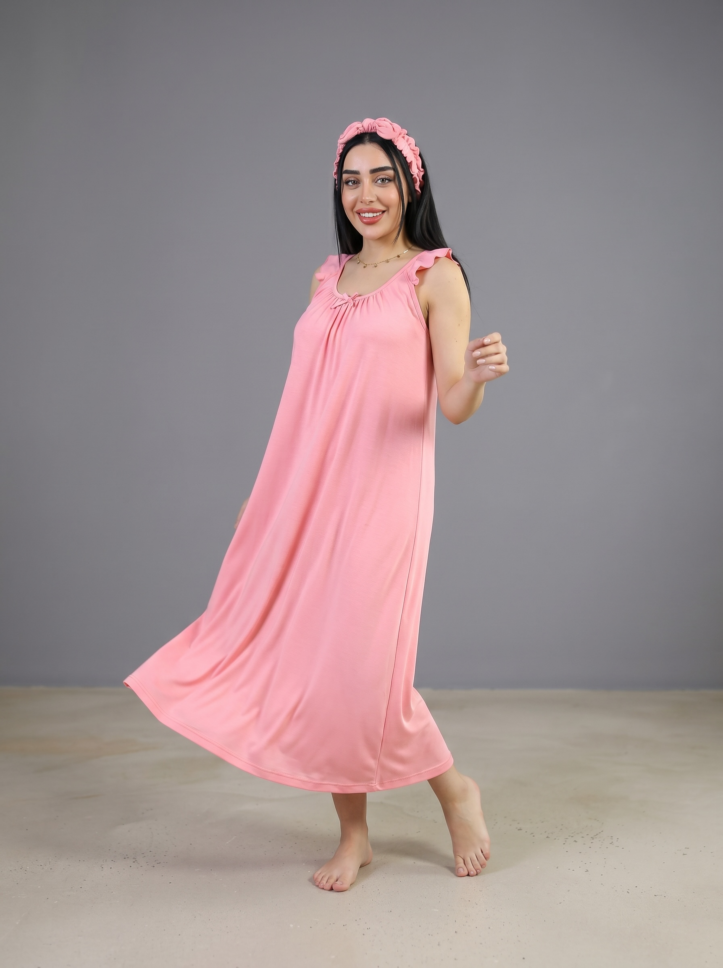 SALMON PINK  SIGNATURE RUFFLED ROBE AND LETTUCE SWADDLE SET