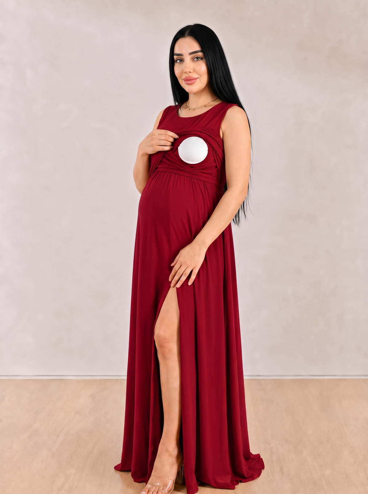 Additional view of Red and White Mommy and Me 5 in 1 Long Maternity Set