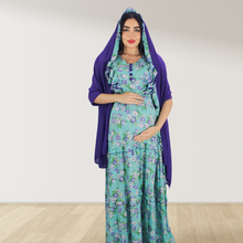 Load image into Gallery viewer, PURPLE FARASHA SLEEVELESS  LAYERED MATERNITY AND NURSING GOWN
