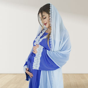 PRETTY IN ROYAL BLUE MATERNITY MAXI AND SWADDLE BLANKET  SET