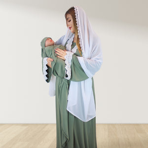 PRETTY IN SAGE BLUE MATERNITY MAXI AND SWADDLE BLANKET  SET