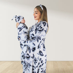 BLACK CURRENT MATERNITY MAXI AND SWADDLE BLANKET  SET
