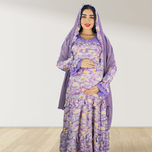 Load image into Gallery viewer, MAITHA VINTAGE PURPLE DOUBLE LAYERED MATERNITY AND NURSING GOWN WITH ZIPPER
