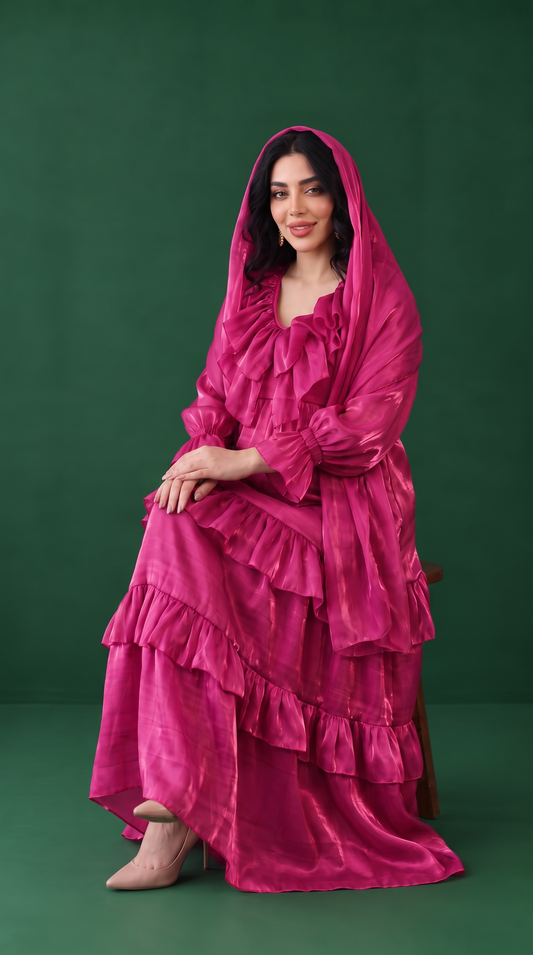 Theheb rose pink maternity and nursing dantela maxi