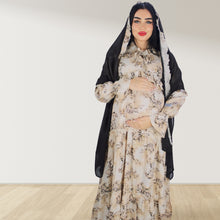 Load image into Gallery viewer, MALIKAT ALWURUD BROWN LAYERED MATERNITY AND NURSING GOWN
