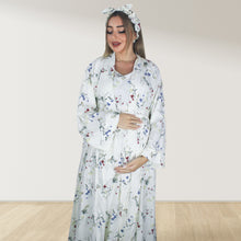 Load image into Gallery viewer, PEARL WHITE BOHO FLORAL  MOMMY AND ME 5 IN 1 LONG MATERNITY SET
