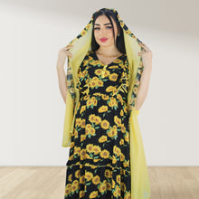 Load image into Gallery viewer, YELLOW FARASHA SLEEVELESS  LAYERED MATERNITY AND NURSING GOWN
