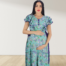 Load image into Gallery viewer, PURPLE FARASHA SLEEVELESS  LAYERED MATERNITY AND NURSING GOWN
