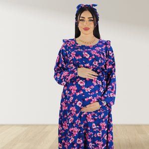 REEM PERSIAN PURPLE DOUBLE ZIPPER MATERNITY AND NURSING DRESS
