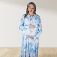 Load image into Gallery viewer, WATER BLUE FLORA MATERNITY MAXI AND SWADDLE BLANKET  SET
