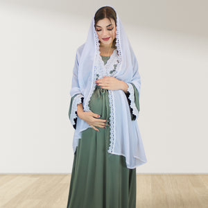 PRETTY IN SAGE GREEN MATERNITY MAXI AND SWADDLE BLANKET  SET