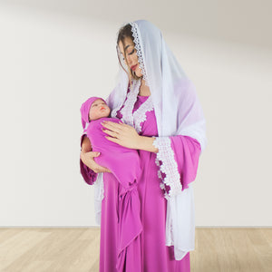 PRETTY IN TAFFY PINK MATERNITY MAXI AND SWADDLE BLANKET  SET