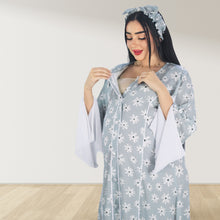 Load image into Gallery viewer, MAHRA GREY PREMIUM COTTON TRIMMED  MATERNITY AND NURSING DRESS WITH ZIPPER
