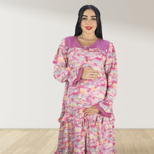 Load image into Gallery viewer, MAITHA VINTAGE PINK DOUBLE LAYERED MATERNITY AND NURSING GOWN WITH ZIPPER
