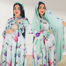 Load image into Gallery viewer, MALIKAT ALWURUD ICE GREEN LAYERED MATERNITY AND NURSING GOWN
