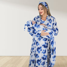 Load image into Gallery viewer, BLUE FLORAL MOMMY AND ME 5 IN 1 LONG MATERNITY SET
