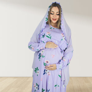 LILAC ZIP MATERNITY AND NURSING GOWN