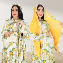 Load image into Gallery viewer, MALIKAT ALWURUD YELLOW LAYERED MATERNITY AND NURSING GOWN
