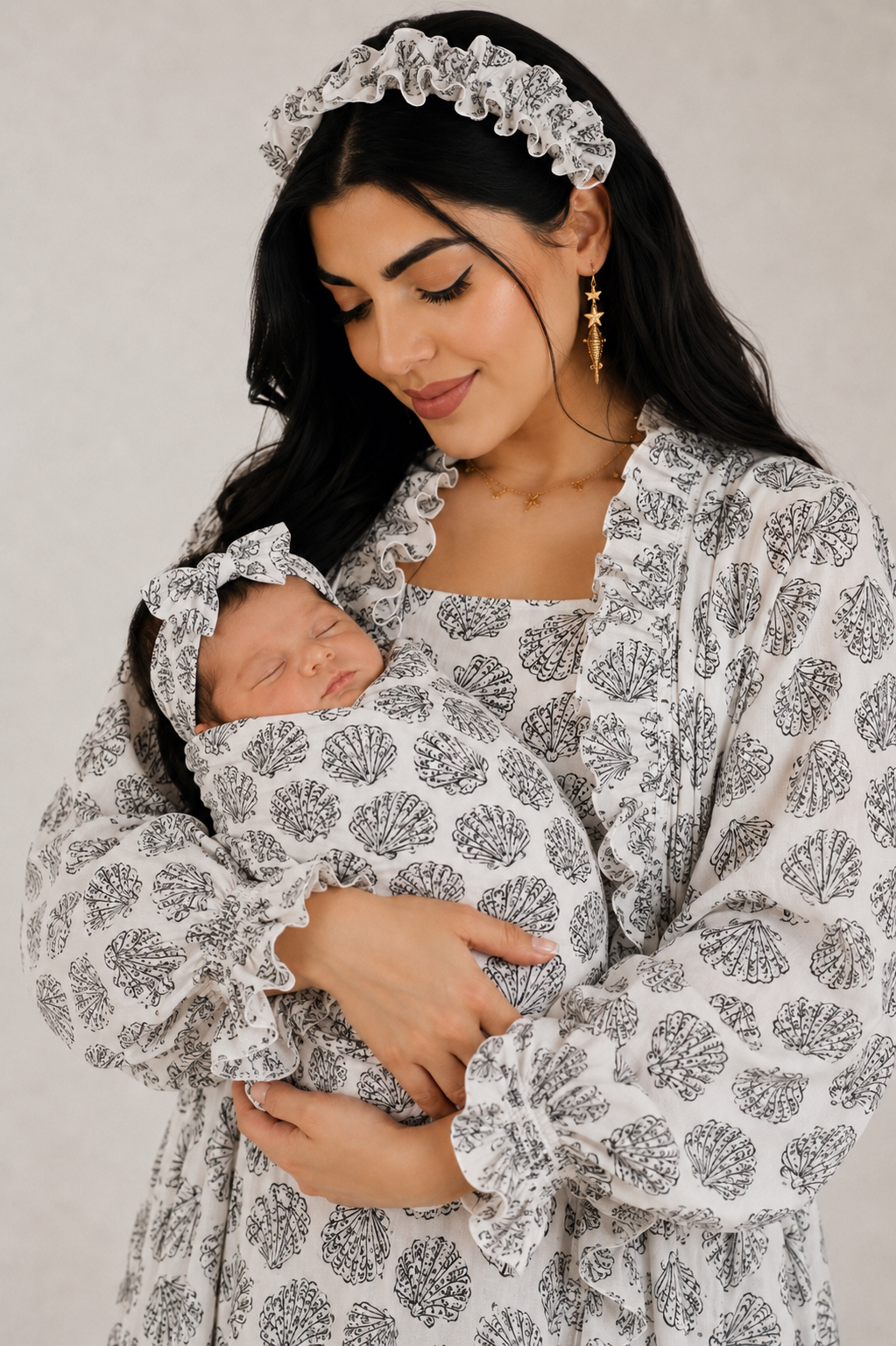 Baby Sadafa Ruffle Maternity Robe and Swaddle Set