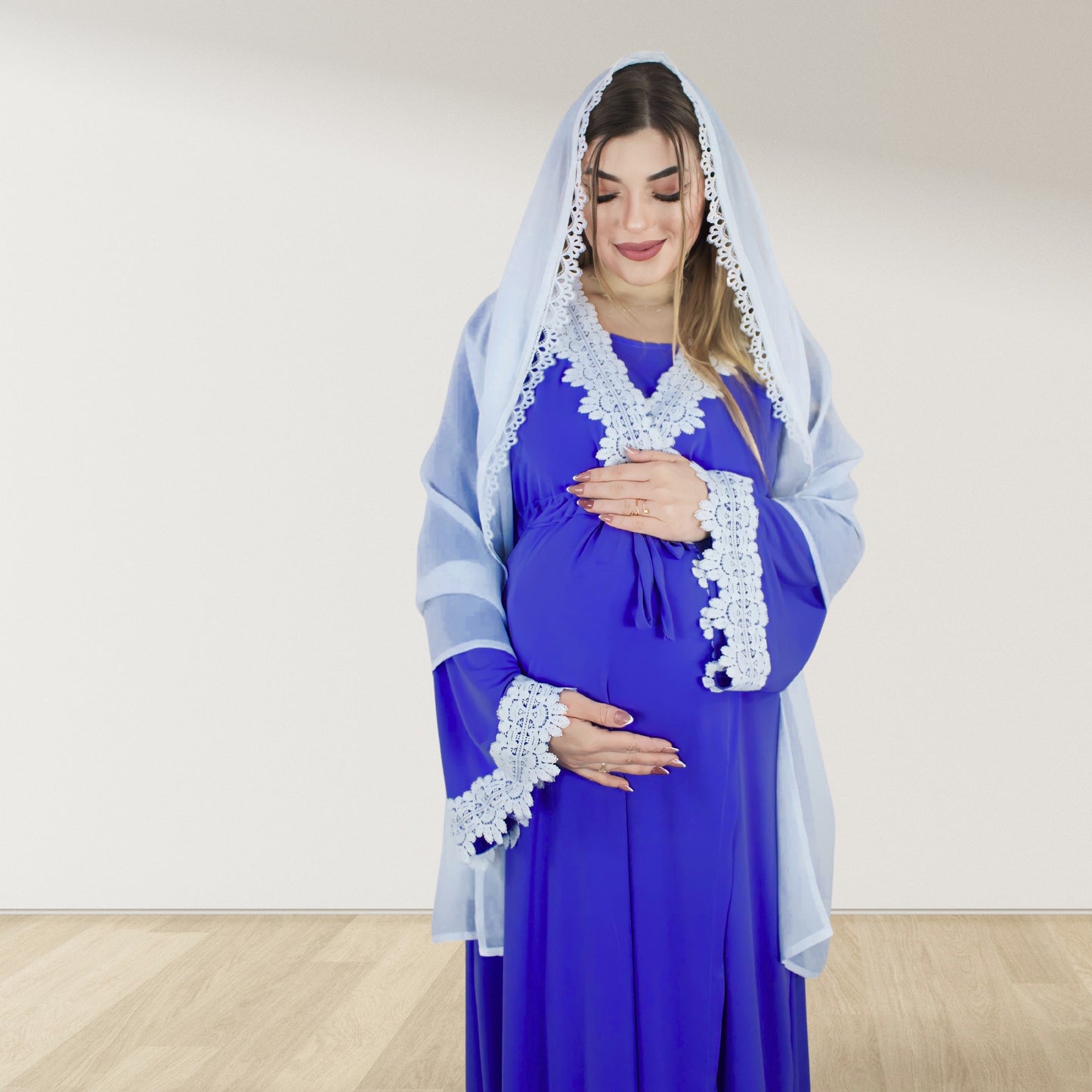 طقم حمل ماكسي وبطانية لفّ جميلة باللون الأزرق الملكي