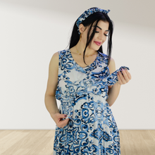 Load image into Gallery viewer, MOROCCAN BLUE MOMMY AND ME 5 IN 1 LONG MATERNITY SET
