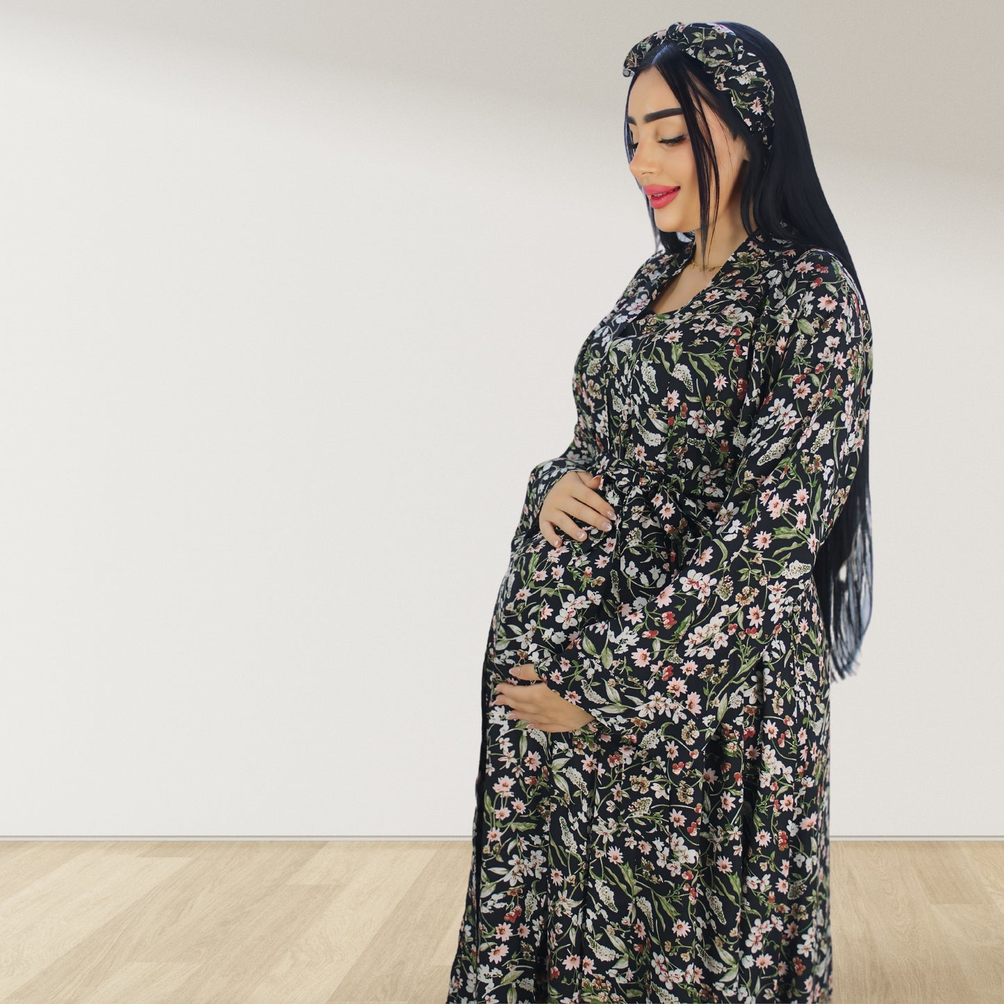 DESERT BABY BLACK  MOMMY AND ME 5 IN 1 LONG MATERNITY SETB