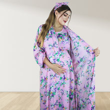 Load image into Gallery viewer, PINK FLORAL MOMMY AND ME 5 IN 1 LONG MATERNITY SET
