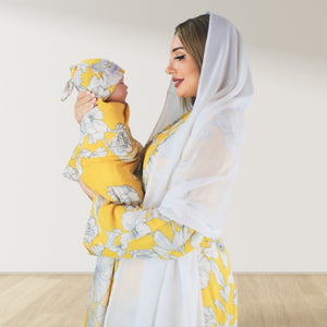 MANGO YELLOW MOMMY AND ME 5 IN 1 LONG MATERNITY SET