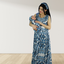 Load image into Gallery viewer, MOROCCAN BLUE MOMMY AND ME 5 IN 1 LONG MATERNITY SET
